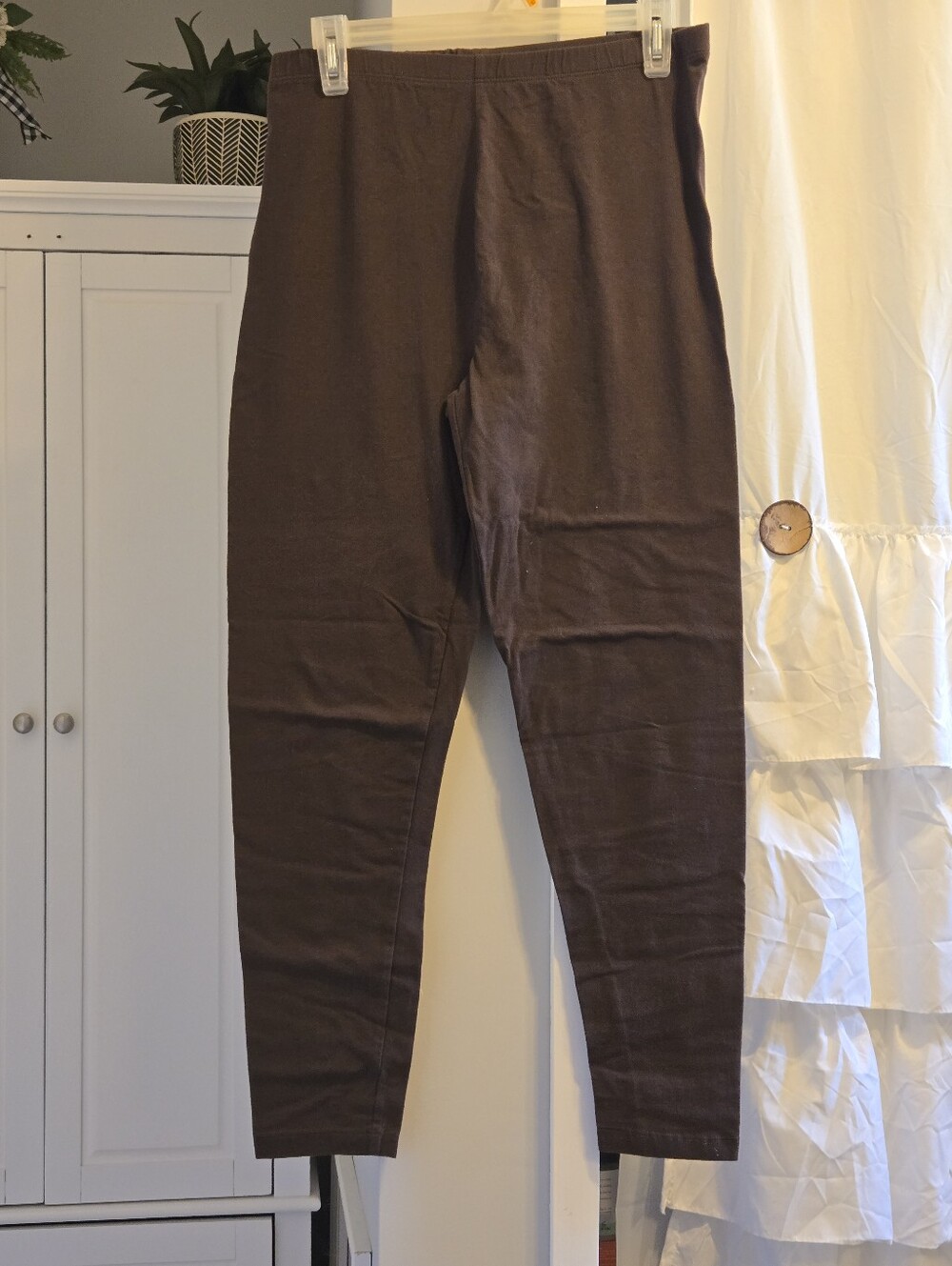 Women's Brown Stretch Leggings with High Elastic Waist
